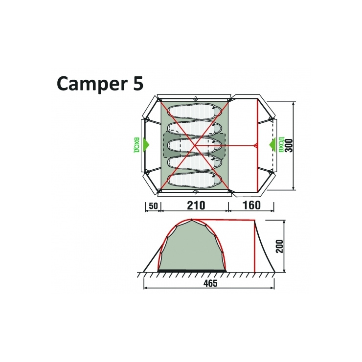 5-х местная кемпинговая палатка Camper 5 (RockLand) 2014 фото 2
