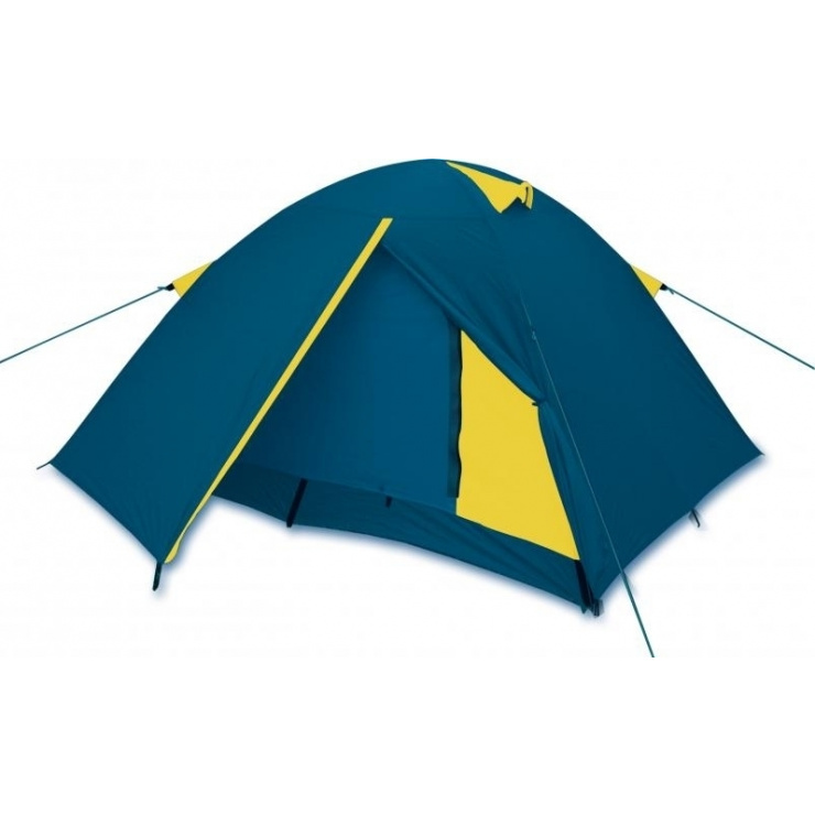 Палатка LARSEN A3 N/S, 3-х местная, синий/желтый фото 1