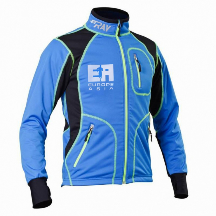 Куртка разминочная RAY WS EA (Европа/Азия) синий/черный лимонный шов фото 1