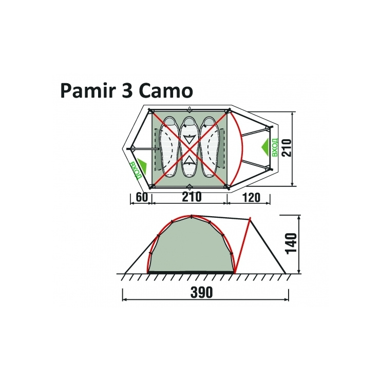 3-х местная палатка Pamir 3 Camo (RockLand) 2014 фото 2