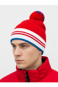 Шапочка RAY вязаная Финиш бубон, красный/белый/синий