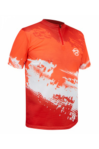 Футболка RAY с воротником стойкой с замком (втачной рукав)  принт Paint красный