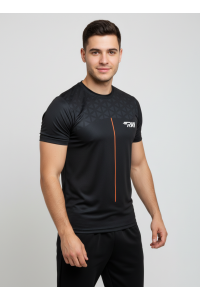 Футболка RAY (Men) принт линия чёрный/оранжевый
