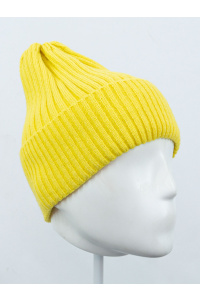 Шапка RAY вязаная с подворотом, лимонный
