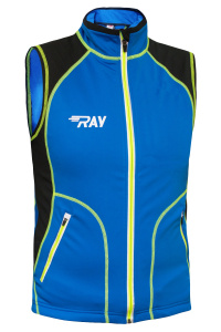 Жилет разминочный RAY WS модель STAR (Kids) синий/черный лимонный шов