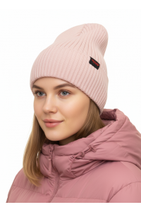 Шапка RAY вязаная с подворотом, розовый