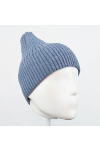 Шапка RAY вязаная с подворотом, антрацит меланж