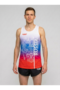 Майка спортивная RAY (Men) принт "Russia-eagle.Триколор"