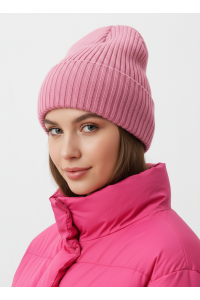 Шапка RAY вязаная с подворотом, розовый
