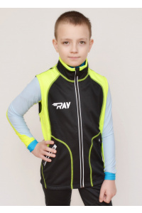 Жилет разминочный RAY WS модель STAR (Kids) черный/лимонный лимонный шов