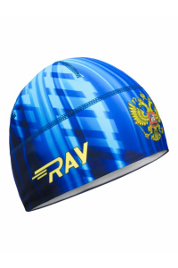 Шапочка RAY модель RACE материал термо-бифлекс, герб FLAME голубой, принт 
