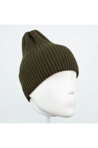 Шапка RAY вязаная с подворотом, пихтовый зеленый