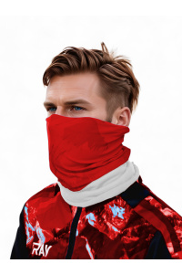 Труба-маска RAY утепленная, принт с белым, красным