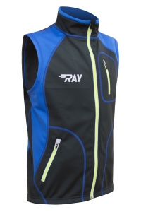 Жилет разминочный RAY WS модель STAR (UNI) черный/синий синий шов