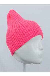 Шапка RAY вязаная с подворотом, коралловый