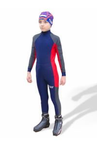 Комбинезон лыжный гоночный RAY модель RACE (Kids) тёмно синий/серый/красный