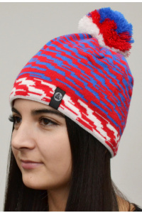 Шапочка RAY Зебра бубон, красный/синий