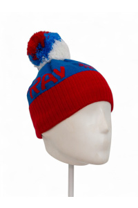 Шапочка RAY вязаная Ray-снежинка бубон, синий/красный