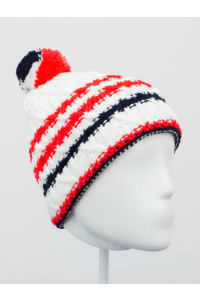 Шапочка RAY Бильбао бубон, белый/коралловый