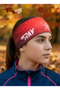 Повязка трикотажная принт RAY снежинка красный, принт