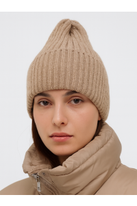 Шапка RAY вязаная с подворотом, бежевый