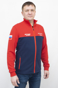 Толстовка RAY (Men) футер 3-х нитка, т.синий/красный с шевроном