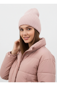 Шапка RAY вязаная с подворотом, светло-розовый