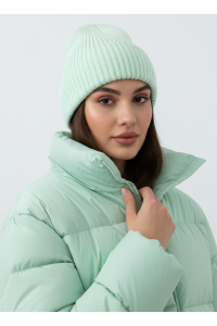 Шапка RAY вязаная с подворотом, фисташковый светлый