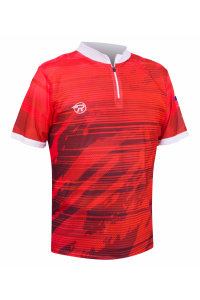 Футболка RAY (Men) с воротником стойкой с замком (втачной рукав)  принт красный