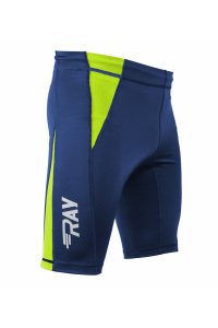 Тайтсы беговые компрессионные RAY (UNI) синий/лимонный