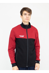 Толстовка RAY (Men) футер 3-х нитка, черный/бордо