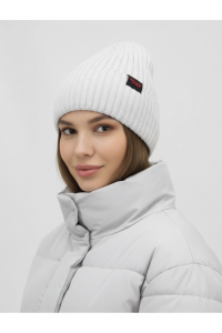 Шапка RAY вязаная с подворотом, светлый меланж