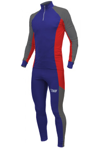 Комбинезон лыжный гоночный RAY модель RACE (UNI) тёмно синий/серый/красный