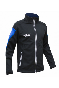 Куртка разминочная RAY WS модель RACE (UNI) черный, вставка синяя на рукаве с/о молния