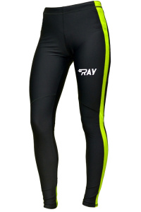 Лосины беговые компрессионные RAY Модель 3 (Woman) черный/лимонный