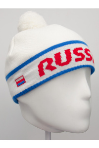 Шапочка RAY вязанная Рэйс Россия, белый/синий