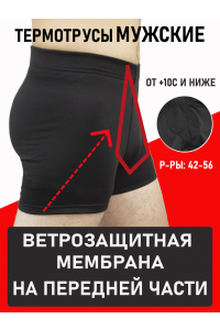 Термотрусы RAY (MEN) передняя вставка мембрана-флис, черный