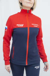 Толстовка RAY (Women) футер 3-х нитка, т.синий/красный с шевроном