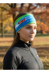 Повязка трикотажная принт RAY синий/зеленый