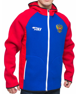 Толстовка спортивная RAY модель NEXT (UNI) с капюшоном, красный/синий