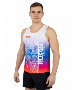 Майка спортивная RAY (Men) принт "Russia-eagle.Триколор"