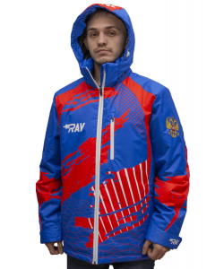 Куртка утеплённая RAY модель Патриот принт синий/красный