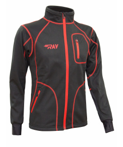 Куртка разминочная RAY WS модель STAR (UNI) черный/черный красный шов