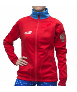 Куртка разминочная RAY WS модель STAR (Woman) красный/голубой красная молния