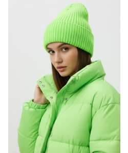 Шапка RAY вязаная с подворотом, салатовый