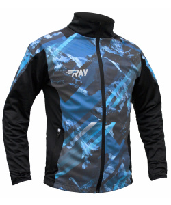 Куртка разминочная RAY WS модель PRO RACE (Men) принт, голубой/черный 