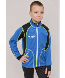 Куртка разминочная RAY WS модель STAR (Kids) синий/черный лимонный шов