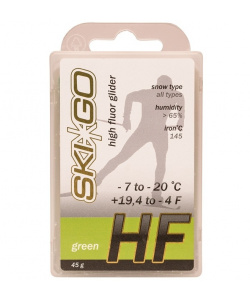 Парафин SkiGo HF Green -7/-20 45 гр. высокофтор.для всех видов снега