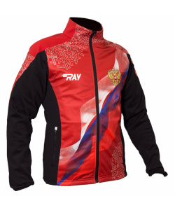 Куртка разминочная RAY WS модель PRO RACE (Men) принт красный, флаг РФ