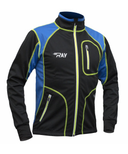 Куртка разминочная RAY WS модель STAR (UNI) черный/синий лимонный шов
